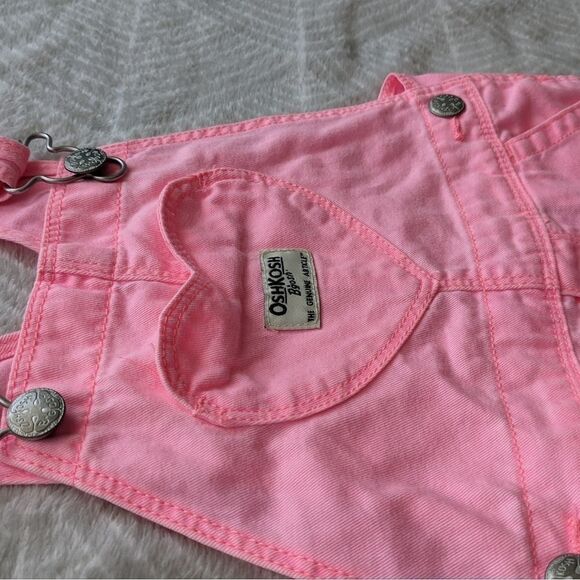 Oshkosh b'gosh neon pink overall 2T @c1 - Picture 3 of 5